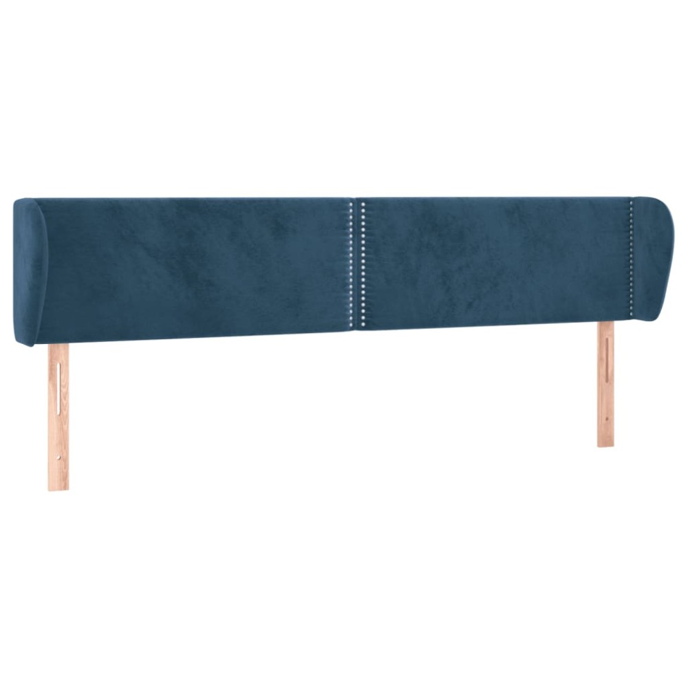 vidaXL Tăblie pat cu aripioare albastru închis 183x23x78/88 cm catifea