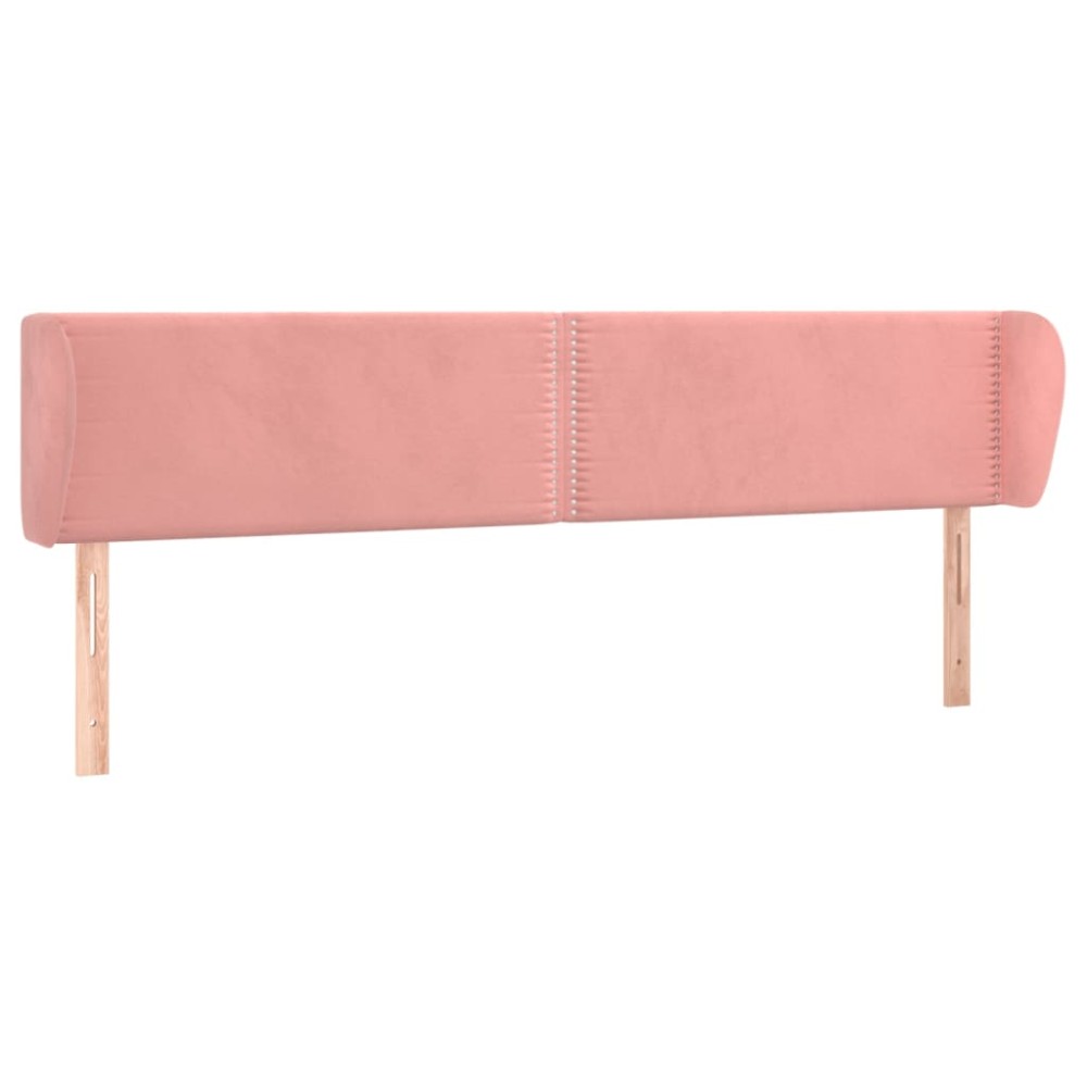 vidaXL Tăblie de pat cu aripioare roz 183x23x78/88 cm catifea