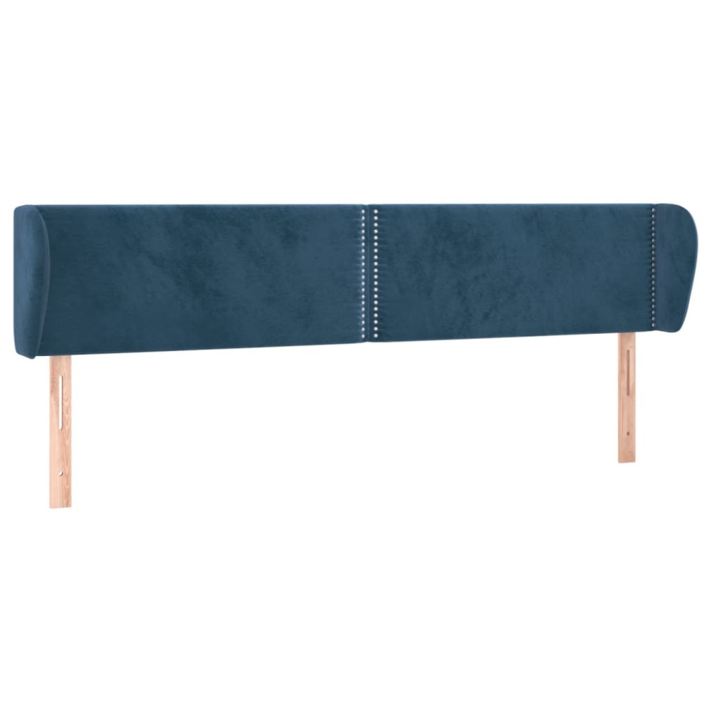 vidaXL Tăblie pat cu aripioare albastru închis 203x23x78/88 cm catifea