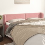 vidaXL Tăblie de pat cu aripioare roz 203x23x78/88 cm catifea vidaXL Tăblie de pat cu aripioare roz 203x23x78/88 cm catifea