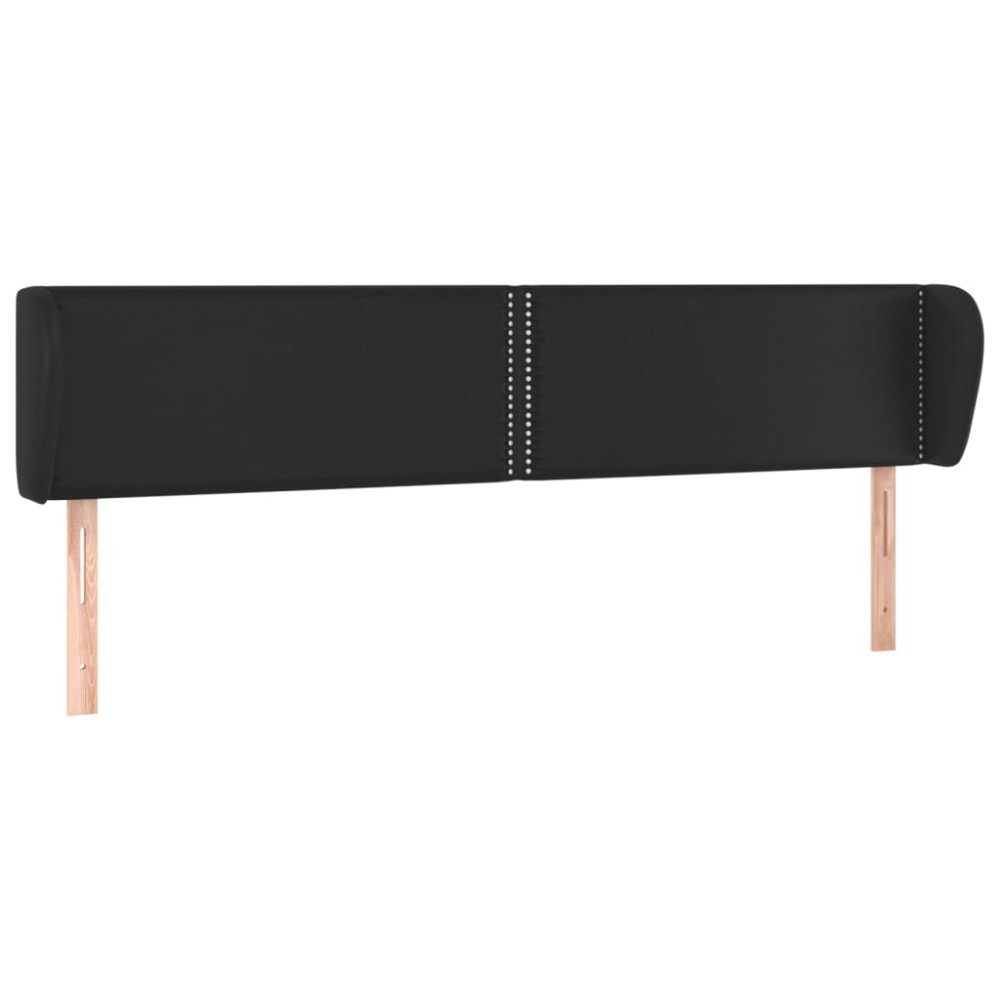 vidaXL Tăblie de pat cu aripioare negru 183x23x78/88cm piele ecologică