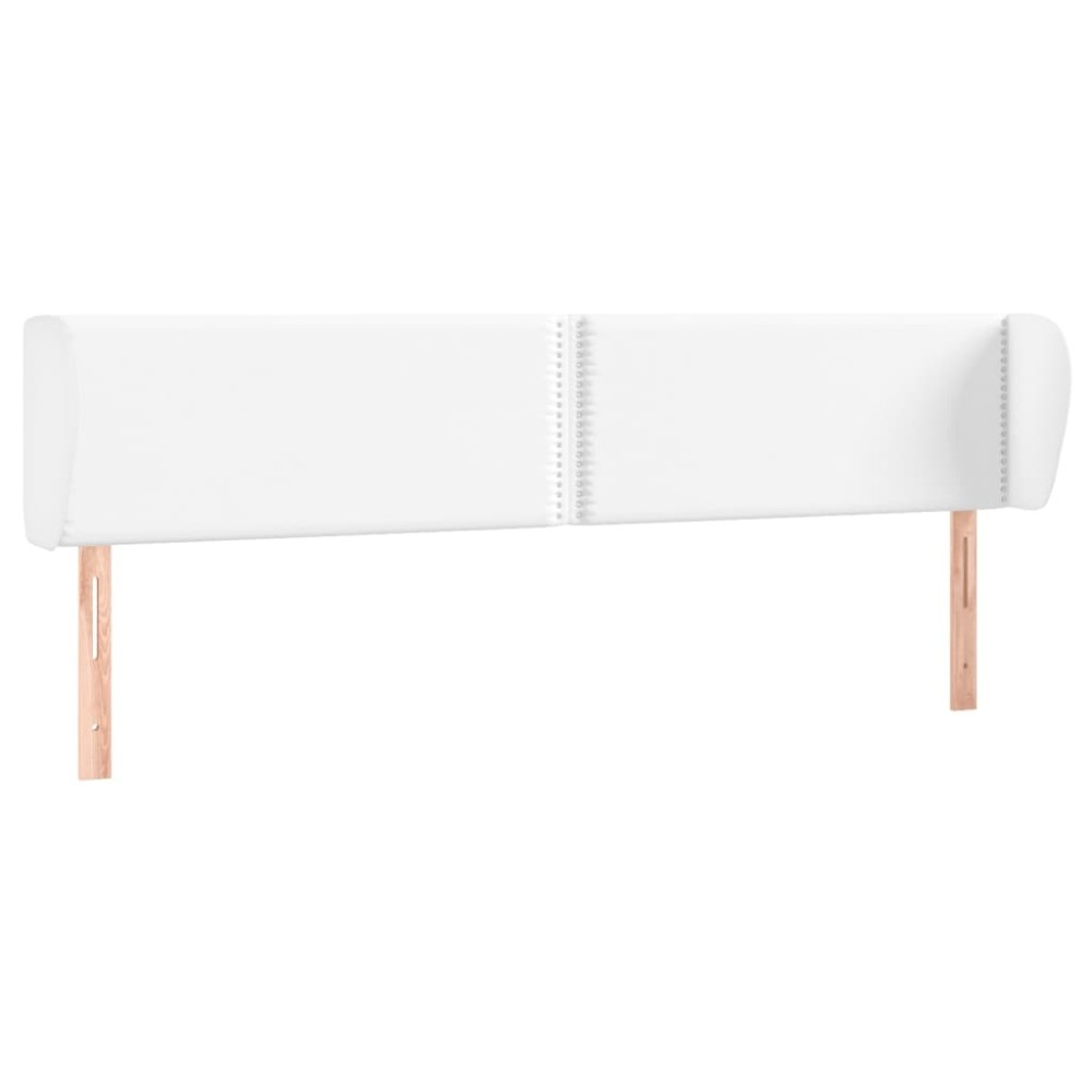 vidaXL Tăblie de pat cu aripioare alb 203x23x78/88 cm piele ecologică