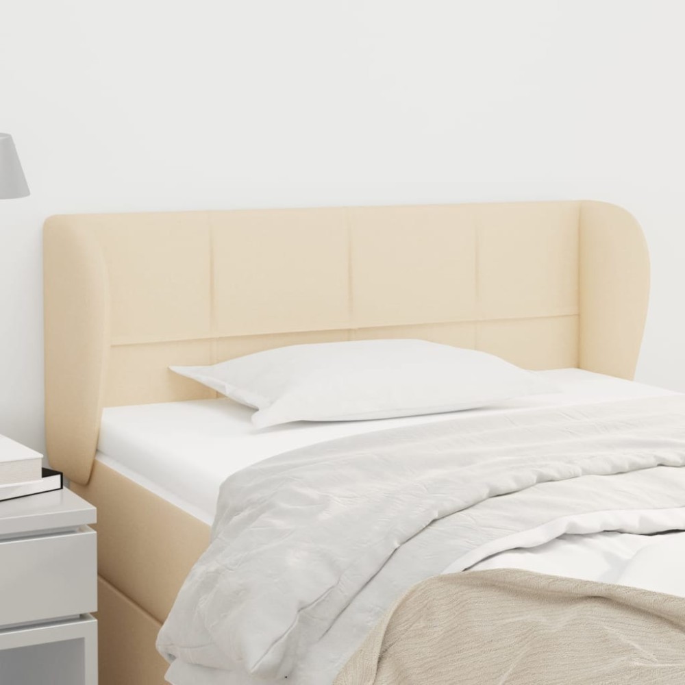 vidaXL Tăblie de pat cu aripioare crem 83x23x78/88 cm material textil