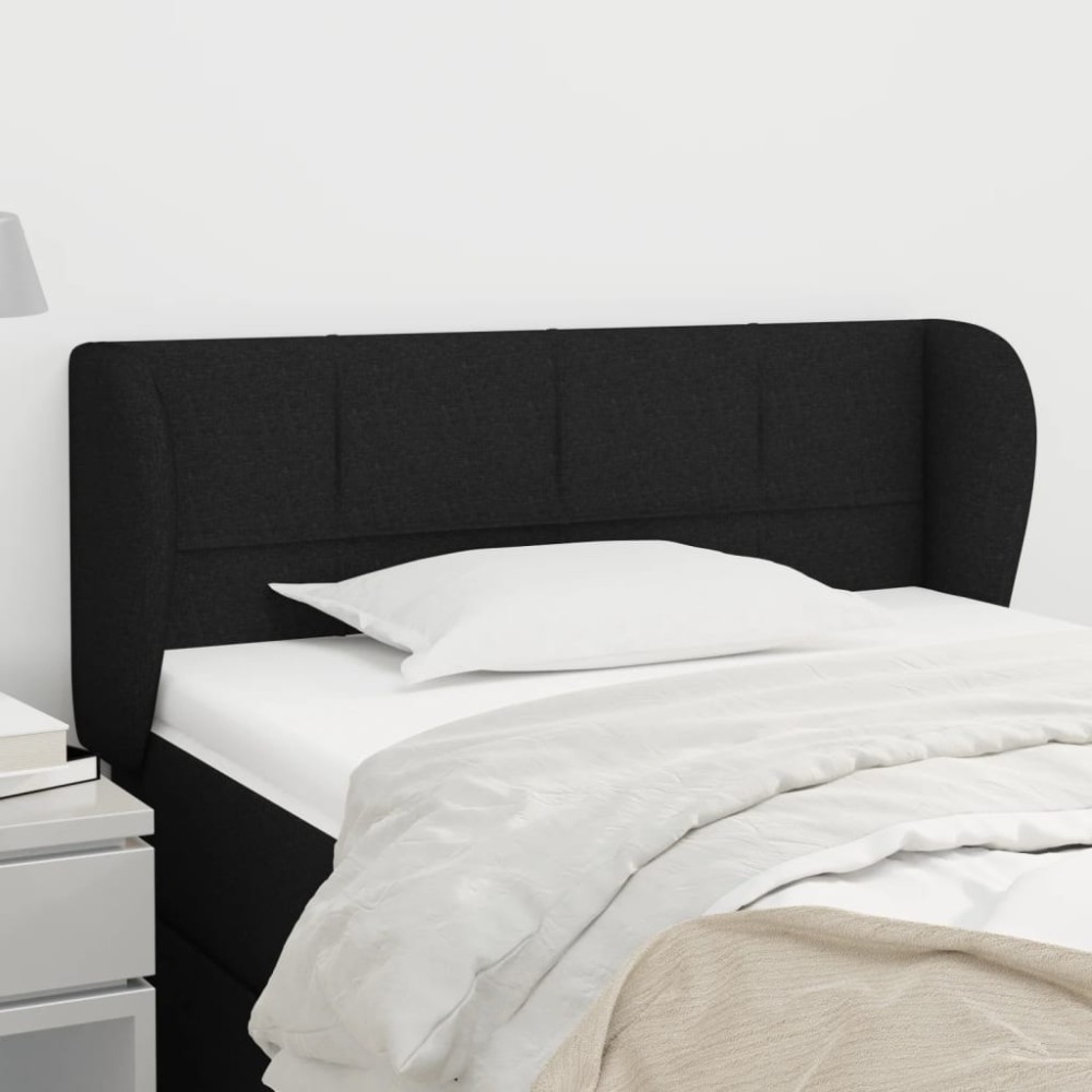 vidaXL Tăblie de pat cu aripioare negru 93x23x78/88 cm textil