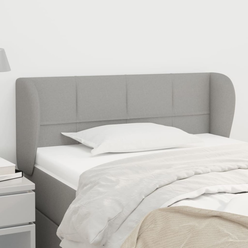 vidaXL Tăblie de pat cu aripioare gri deschis 103x23x78/88 cm textil
