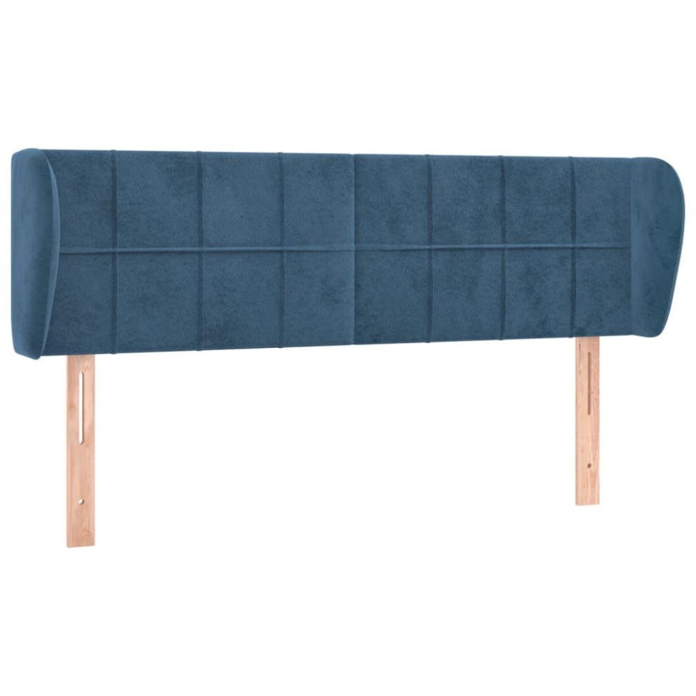 vidaXL Tăblie pat cu aripioare albastru închis 147x23x78/88 cm catifea