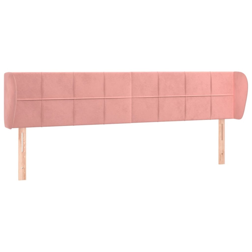 vidaXL Tăblie de pat cu aripioare roz 163x23x78/88 cm catifea