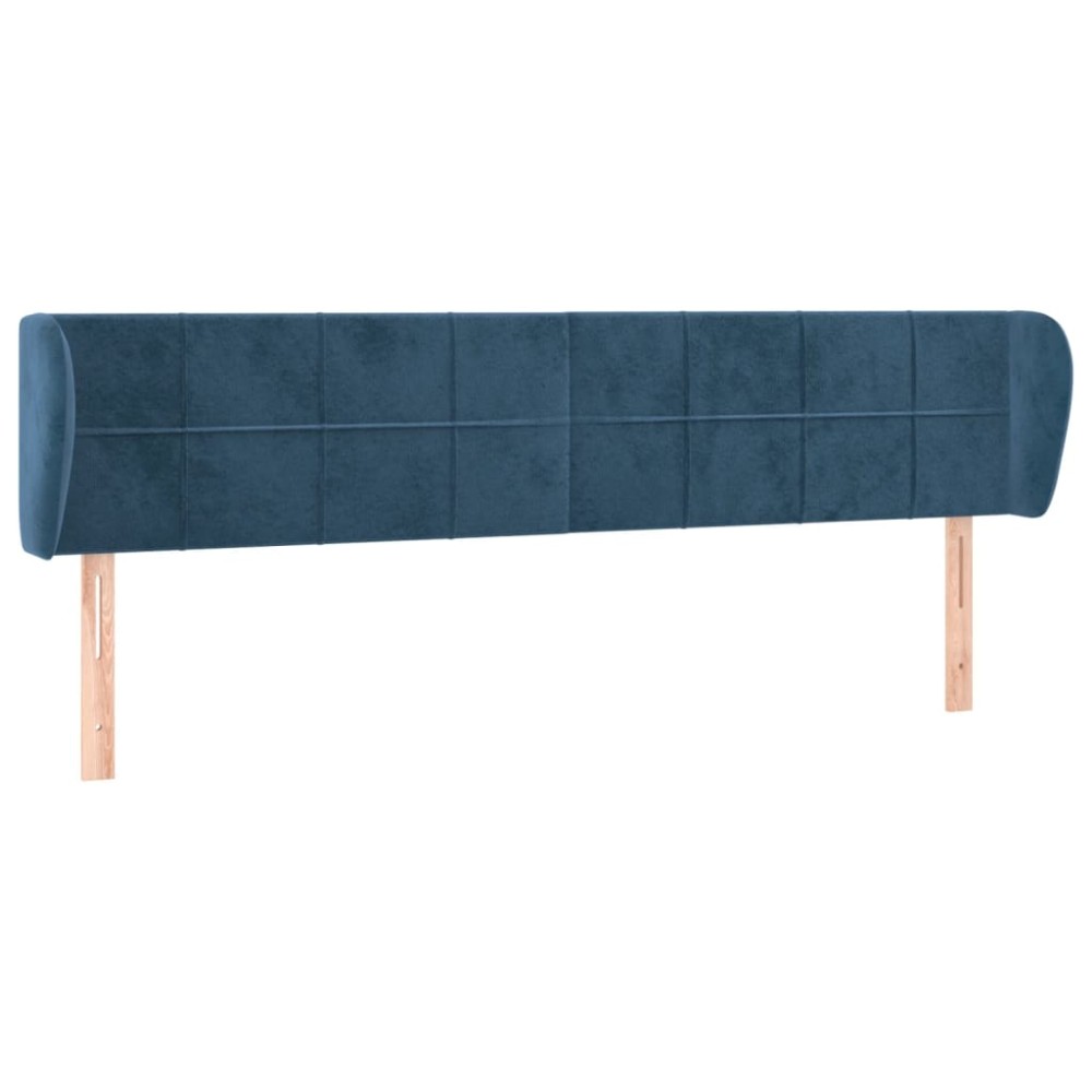vidaXL Tăblie pat cu aripioare albastru închis 183x23x78/88 cm catifea