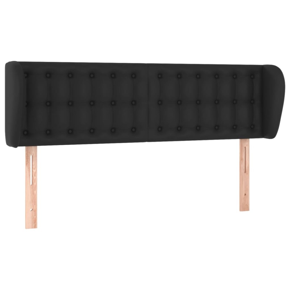 vidaXL Tăblie de pat cu aripioare negru 147x23x78/88cm piele ecologică