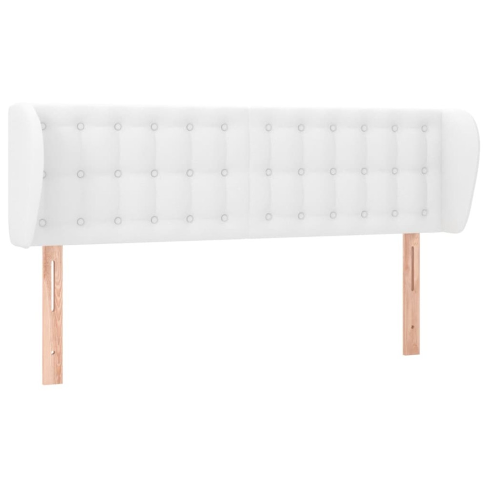 vidaXL Tăblie de pat cu aripioare, alb, 147x23x78/88cm piele ecologică