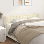 vidaXL Tăblie de pat cu aripioare crem 163x23x78/88 cm piele ecologică