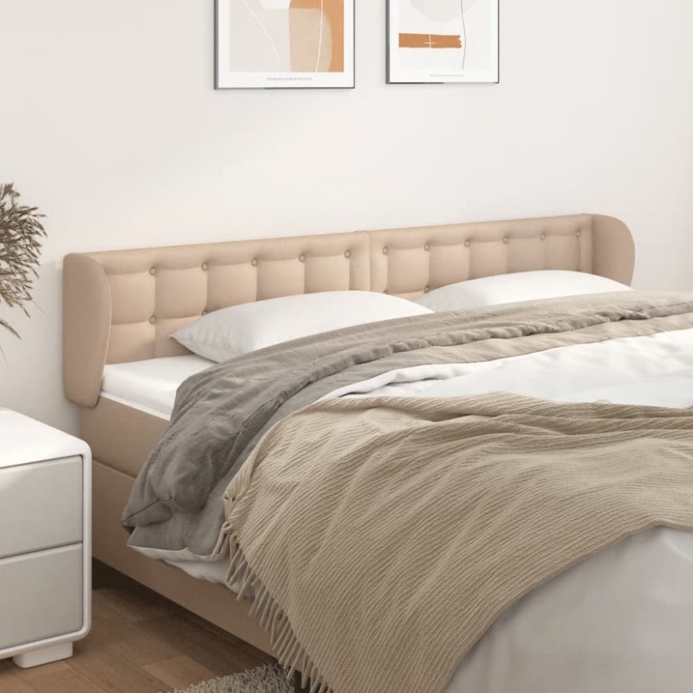 vidaXL Tăblie pat cu aripioare cappuccino 163x23x78/88cm piele eco