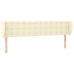 vidaXL Tăblie de pat cu aripioare crem 183x23x78/88 cm piele ecologică vidaXL Tăblie de pat cu aripioare crem 183x23x78/88 cm piele ecologică