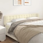 vidaXL Tăblie de pat cu aripioare crem 183x23x78/88 cm piele ecologică vidaXL Tăblie de pat cu aripioare crem 183x23x78/88 cm piele ecologică