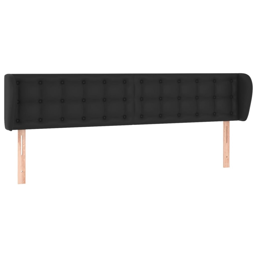 vidaXL Tăblie de pat cu aripioare negru 203x23x78/88cm piele ecologică