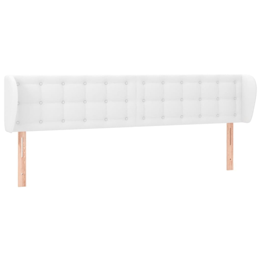 vidaXL Tăblie de pat cu aripioare alb 203x23x78/88 cm piele ecologică