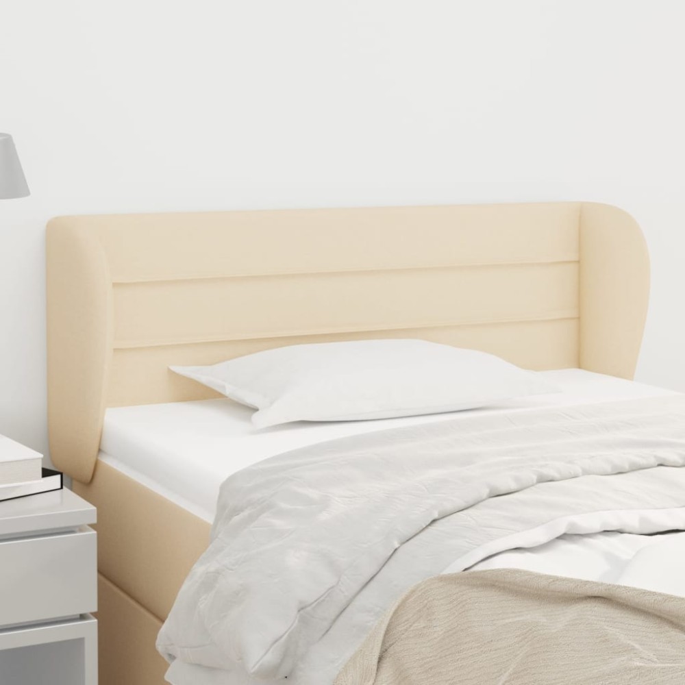 vidaXL Tăblie de pat cu aripioare crem 83x23x78/88 cm material textil