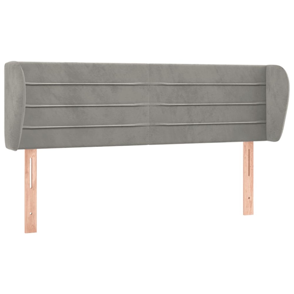 vidaXL Tăblie de pat cu aripioare gri deschis 147x23x78/88 cm catifea