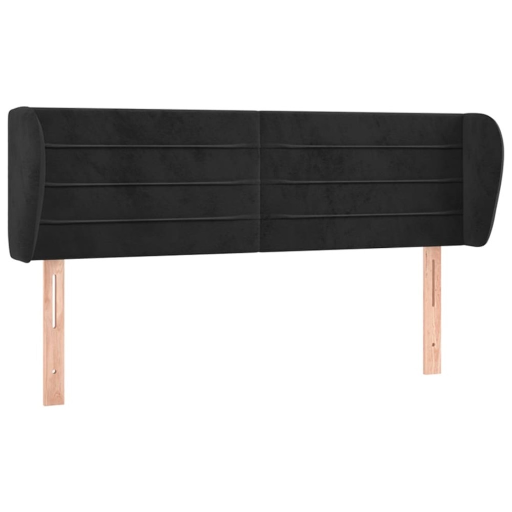 vidaXL Tăblie de pat cu aripioare negru 147x23x78/88 cm catifea