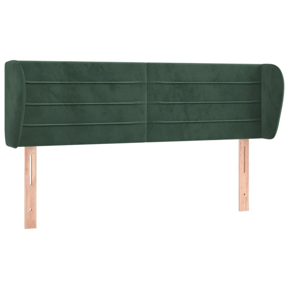 vidaXL Tăblie de pat cu aripioare verde închis 147x23x78/88 cm catifea