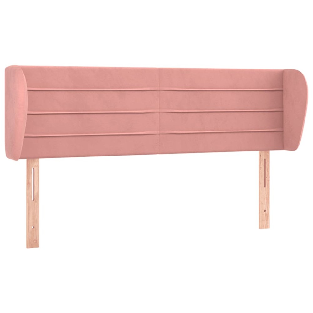 vidaXL Tăblie de pat cu aripioare roz 147x23x78/88 cm catifea