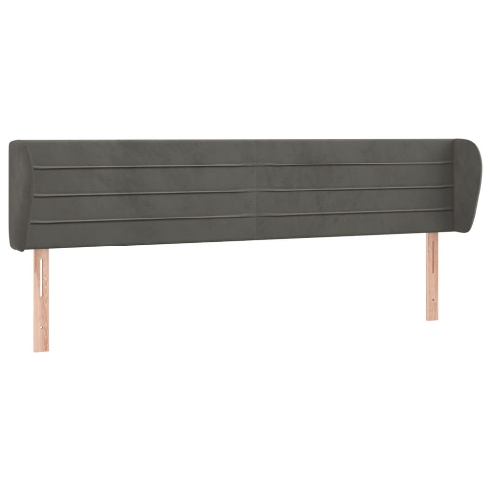 vidaXL Tăblie de pat cu aripioare gri închis 163x23x78/88 cm catifea