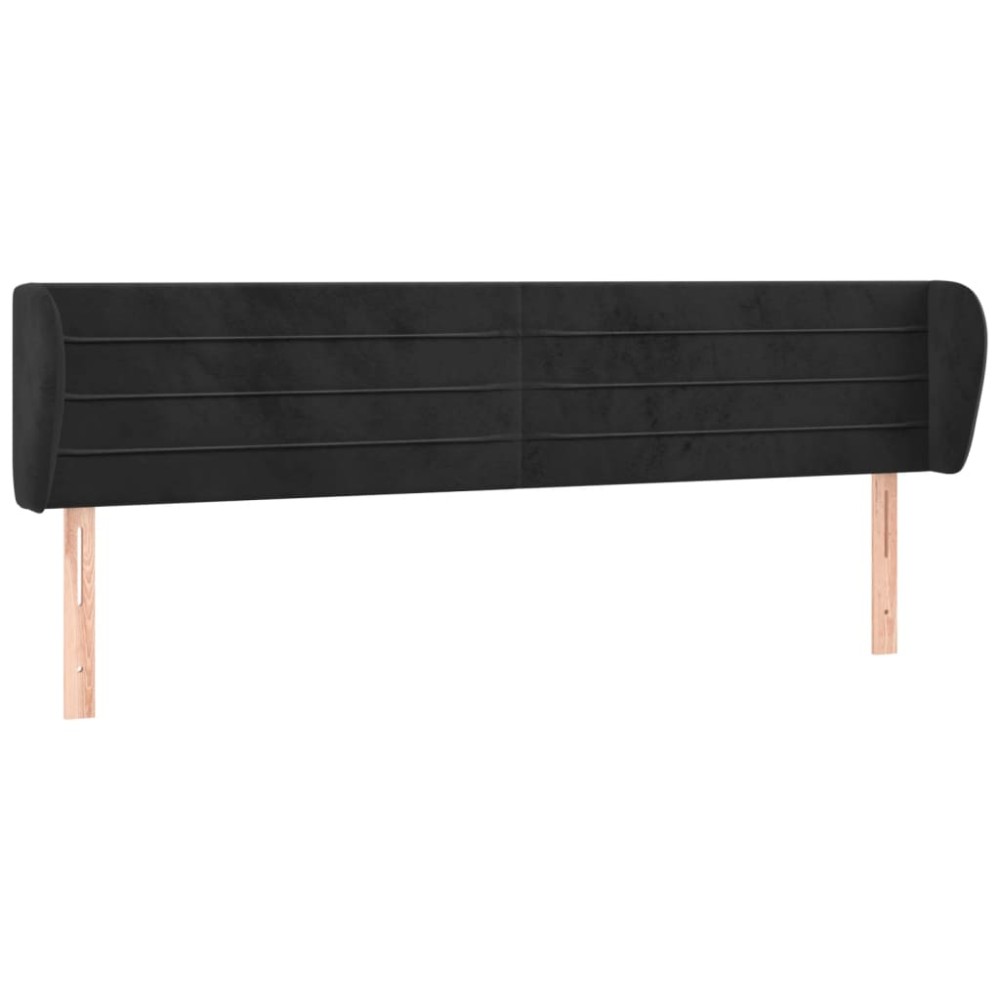 vidaXL Tăblie de pat cu aripioare negru 163x23x78/88 cm catifea