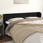 vidaXL Tăblie de pat cu aripioare negru 163x23x78/88 cm catifea