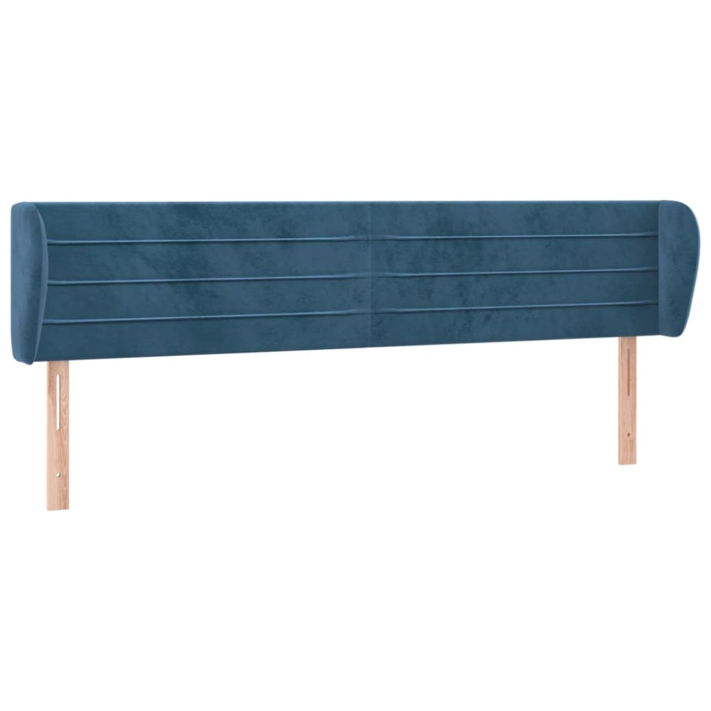 vidaXL Tăblie pat cu aripioare albastru închis 163x23x78/88 cm catifea