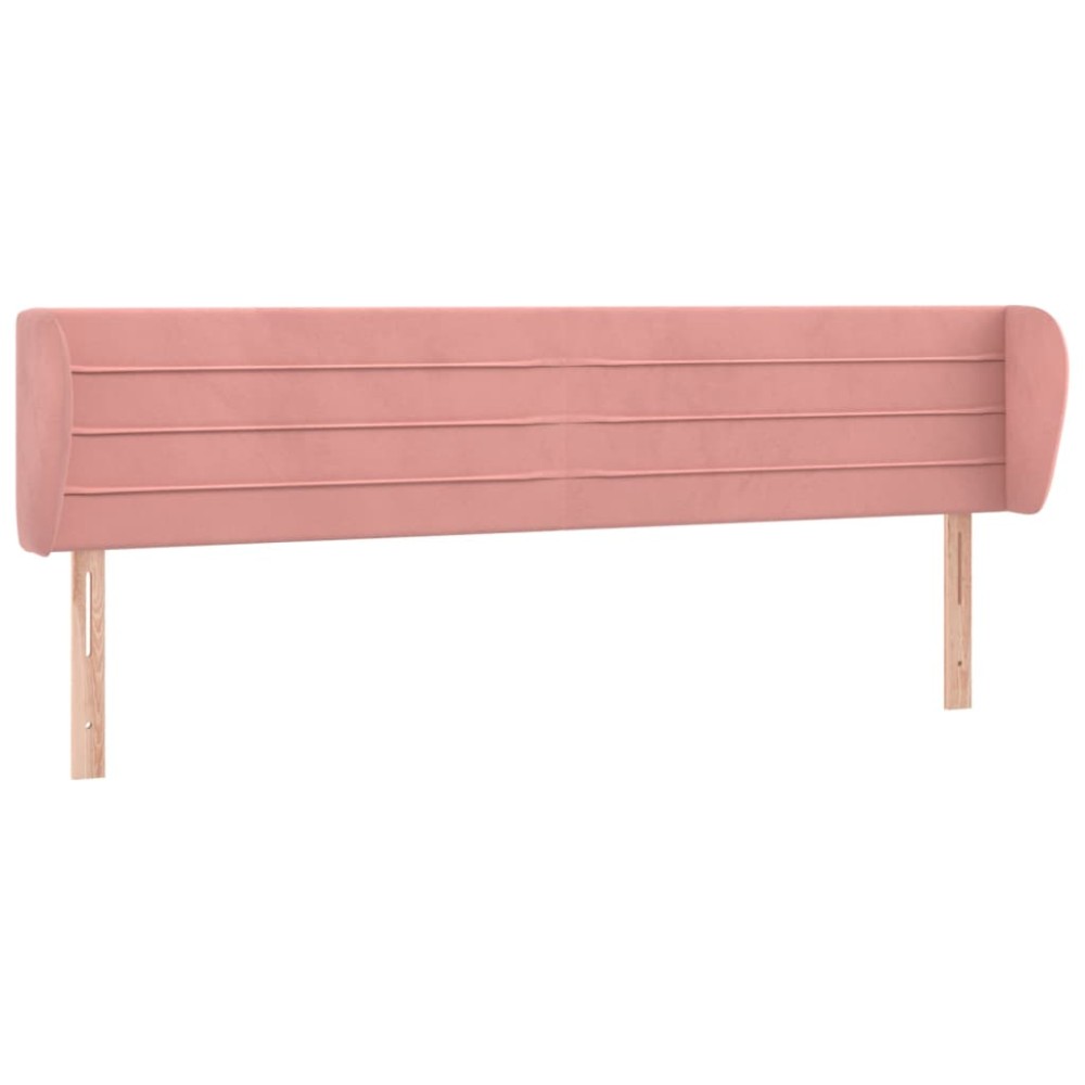 vidaXL Tăblie de pat cu aripioare roz 163x23x78/88 cm catifea