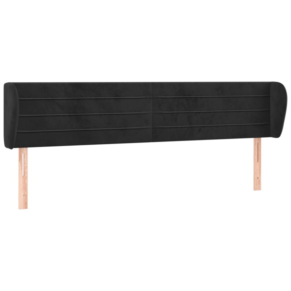 vidaXL Tăblie de pat cu aripioare negru 203x23x78/88 cm catifea