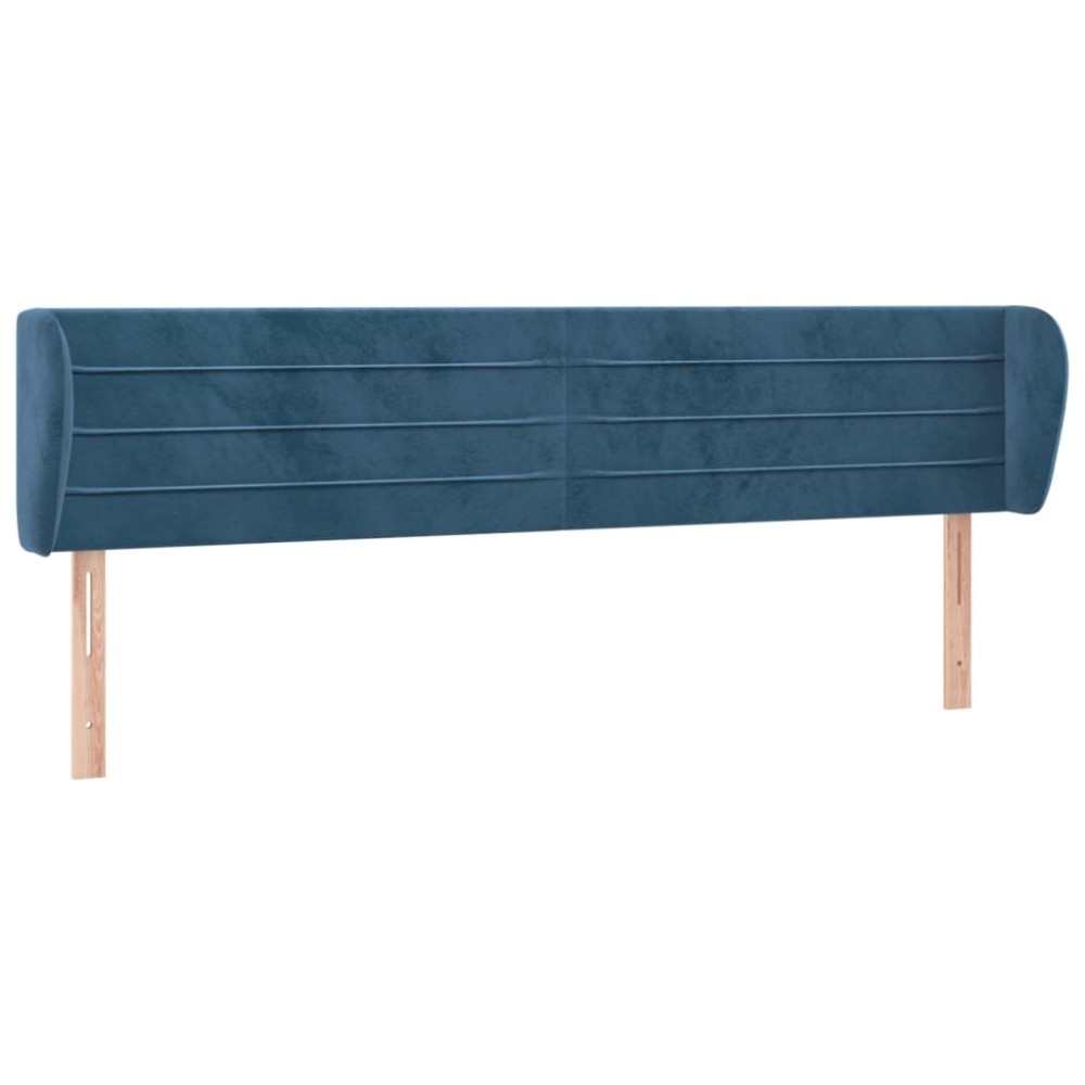 vidaXL Tăblie pat cu aripioare albastru închis 203x23x78/88 cm catifea