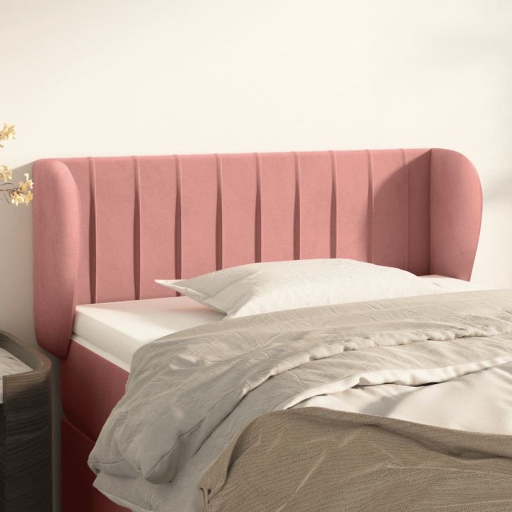 vidaXL Tăblie de pat cu aripioare roz 83x23x78/88 cm catifea