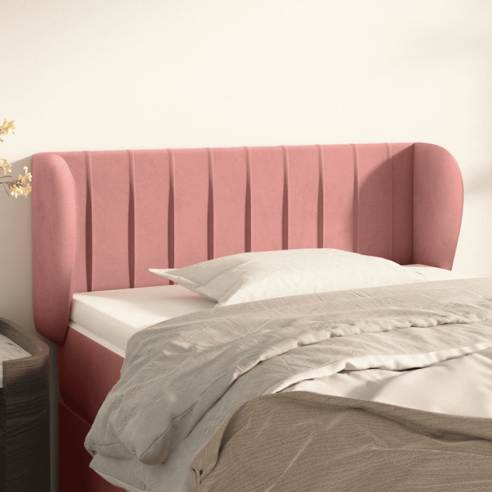 vidaXL Tăblie de pat cu aripioare roz 103x23x78/88 cm catifea