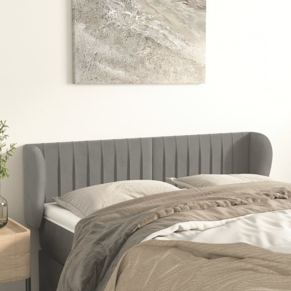vidaXL Tăblie de pat cu aripioare gri deschis 147x23x78/88 cm catifea