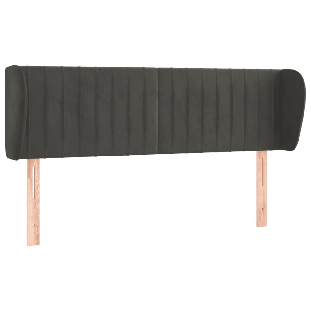 vidaXL Tăblie de pat cu aripioare gri închis 147x23x78/88 cm catifea