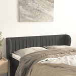 vidaXL Tăblie de pat cu aripioare gri închis 147x23x78/88 cm catifea vidaXL Tăblie de pat cu aripioare gri închis 147x23x78/88 cm catifea