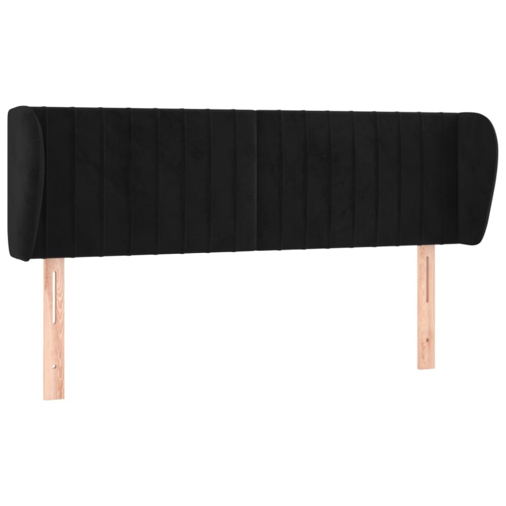 vidaXL Tăblie de pat cu aripioare negru 147x23x78/88 cm catifea