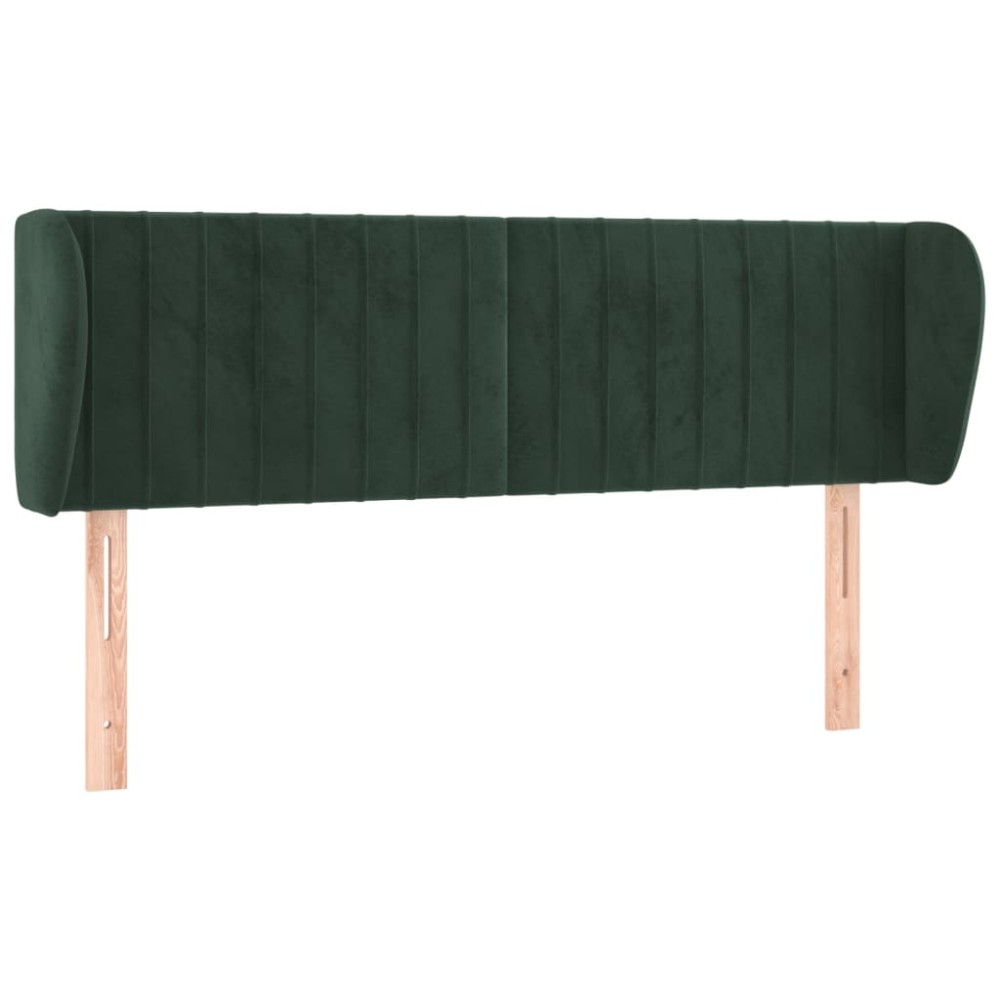 vidaXL Tăblie de pat cu aripioare verde închis 147x23x78/88 cm catifea