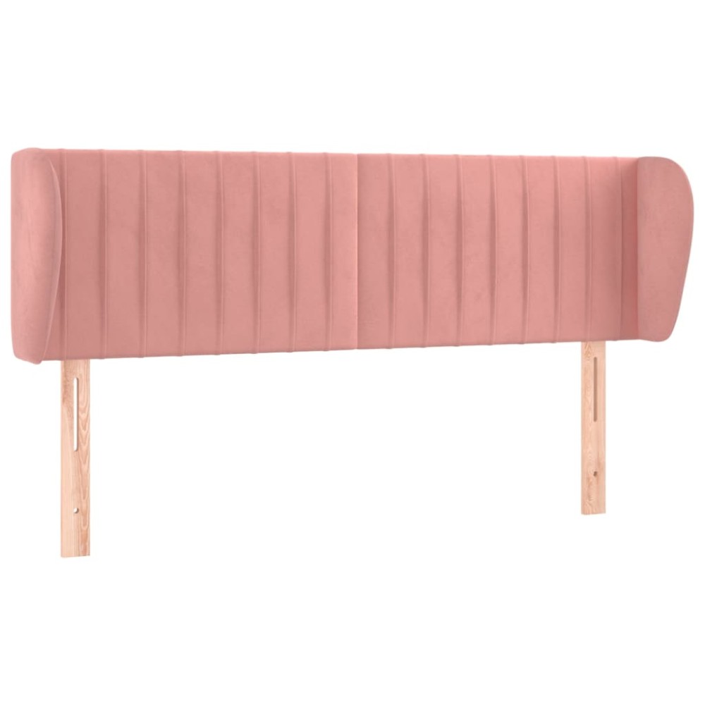 vidaXL Tăblie de pat cu aripioare roz 147x23x78/88 cm catifea