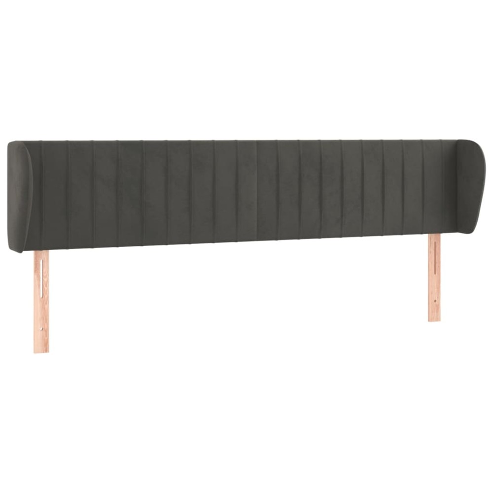 vidaXL Tăblie de pat cu aripioare gri închis 163x23x78/88 cm catifea