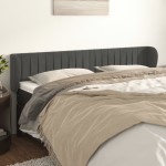 vidaXL Tăblie de pat cu aripioare gri închis 163x23x78/88 cm catifea vidaXL Tăblie de pat cu aripioare gri închis 163x23x78/88 cm catifea