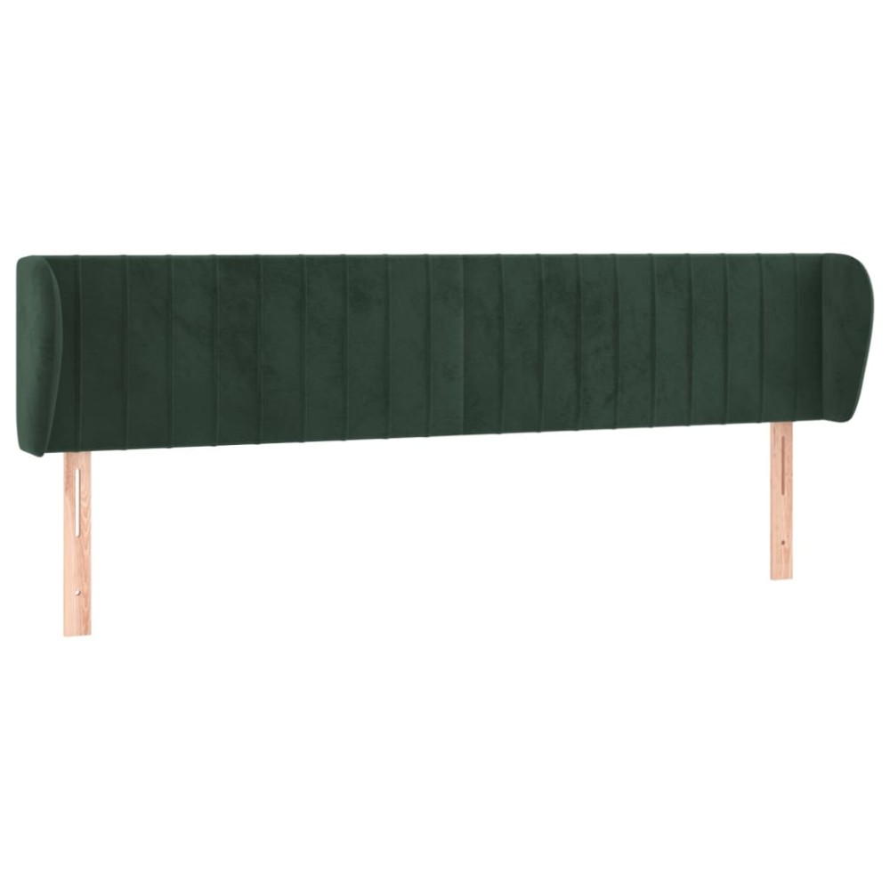 vidaXL Tăblie de pat cu aripioare verde închis 163x23x78/88 cm catifea