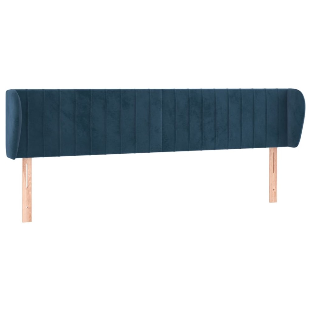 vidaXL Tăblie pat cu aripioare albastru închis 163x23x78/88 cm catifea