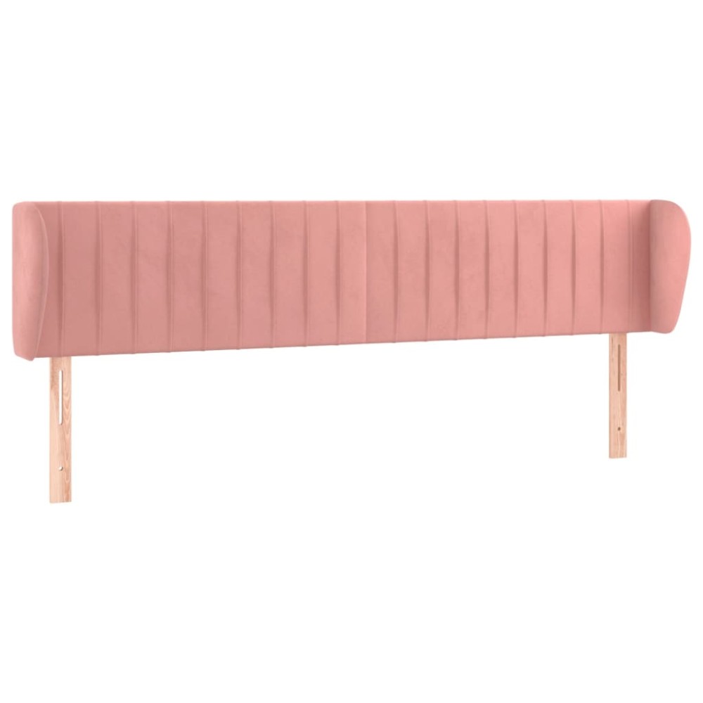 vidaXL Tăblie de pat cu aripioare roz 163x23x78/88 cm catifea