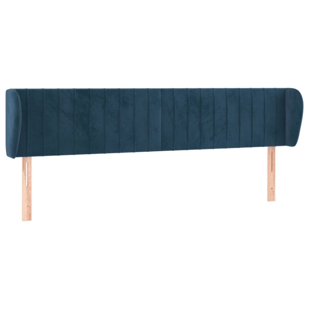 vidaXL Tăblie pat cu aripioare albastru închis 183x23x78/88 cm catifea