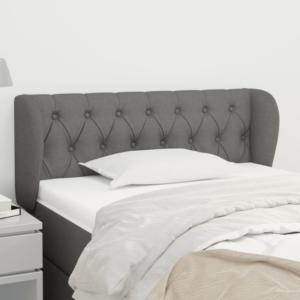 vidaXL Tăblie de pat cu aripioare gri închis 93x23x78/88 cm textil