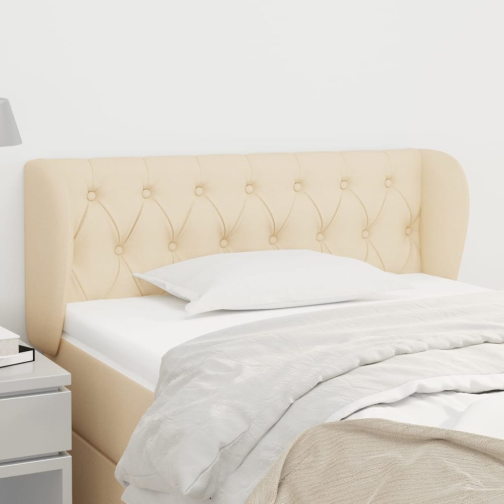 vidaXL Tăblie de pat cu aripioare crem 93x23x78/88 cm textil