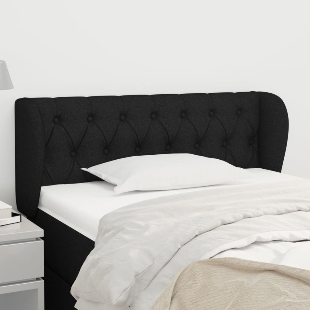 vidaXL Tăblie de pat cu aripioare negru 103x23x78/88 cm textil