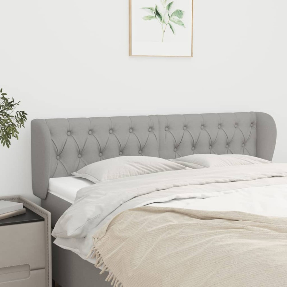 vidaXL Tăblie de pat cu aripioare gri deschis 163x23x78/88 cm textil